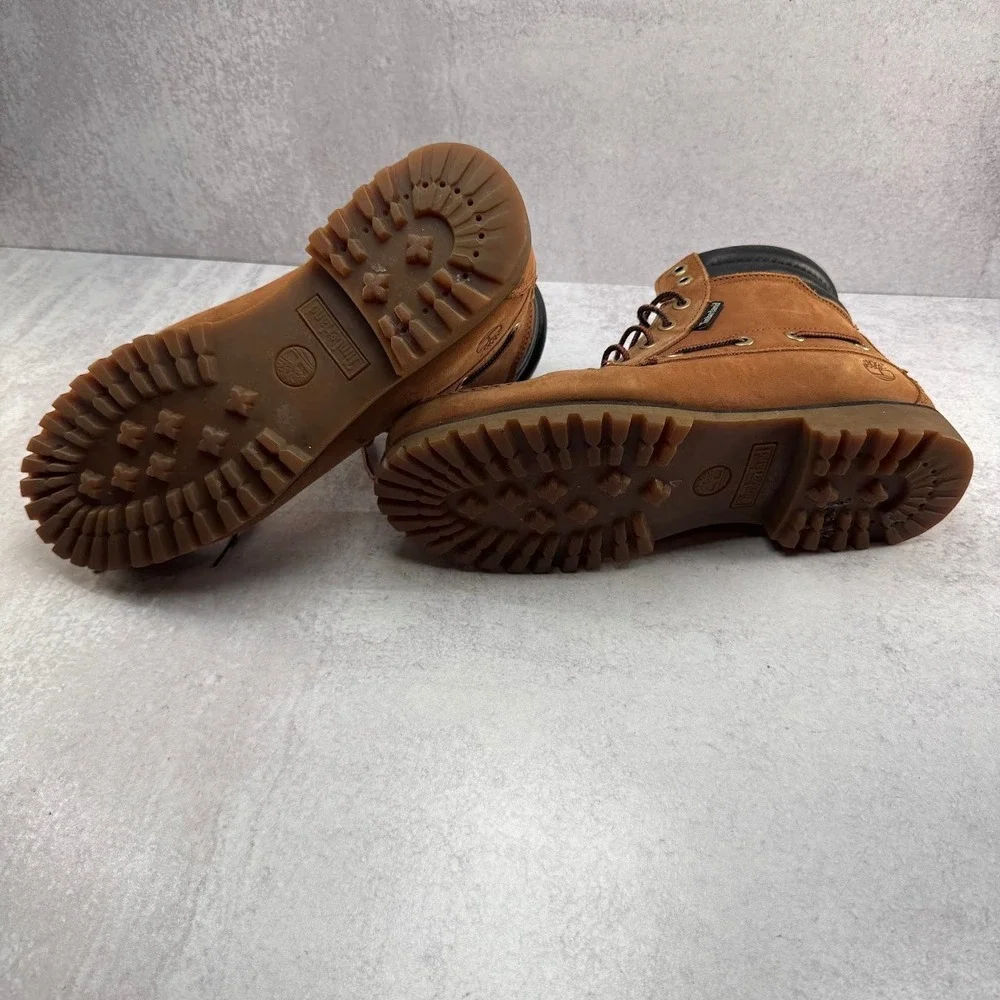 Timberland Oakwell 7-Eye Moc Toe Boots Mens 10.5 Brown Leather Mid Lug Shoes